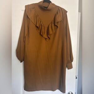 Who What Wear Long Sleeve Brown Dress